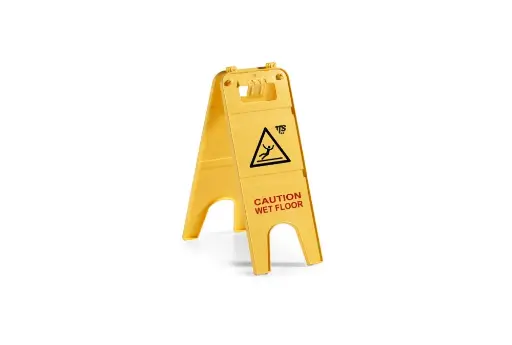 [00003560] Two Sided Floor Sign 1 - Yellow - “Caution Wet floor”
